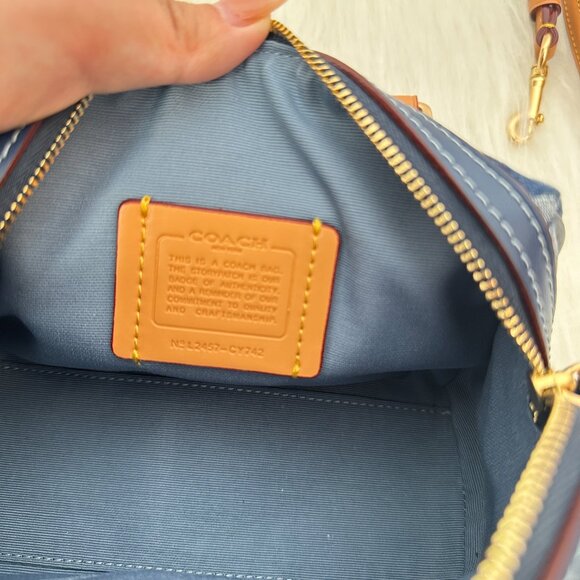 Coach Denim Monogram Mini Boston Bag, Shoulder, Crossbody, or Handbag - Picture 7 of 10